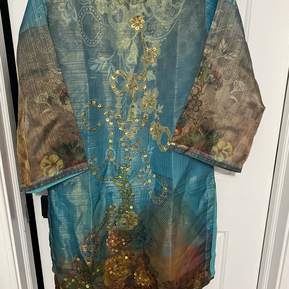 Embroidered Floral shirt with sequins Pakistani Indian